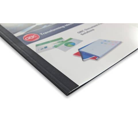 Copertine termiche per rilegatura GBC con dorso da 3 mm in pvc e cartoncino a4 nero  conf da 100 copertine - IB451614